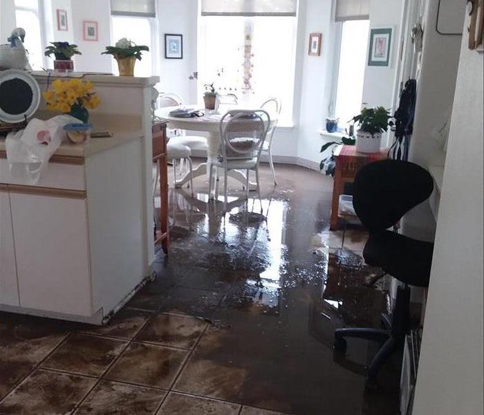 Hawaii Kai Retirement home Kitchen floor completely covered in dirt, mud, pebbles, and water